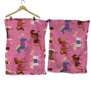 Wildkin Olive Kids Pink Horse Pony Print Cotton Pillowcase Set of 2 bedding sham